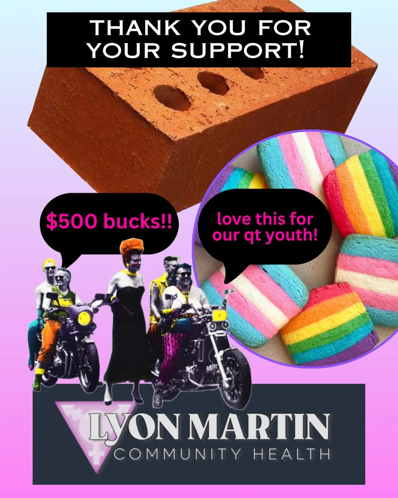 {REVISION}

Thank you to all who purchased shortbread cookies throughout the month of June! We ended up donating $500 to the Lyon-Martin Foundation! 

Lyon-Martin community health is a clinic based in San Francisco that provides &ldquo;high-quality, 