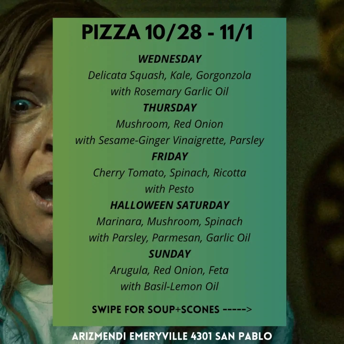 Halloween Week! Pan de Muerto all week long! Spooky shortbread, Pumpkin whoopie pies, and this weekend we'll have packs of Mummy ricciarelli. Don't forget to check out our terrifying scone menu!!