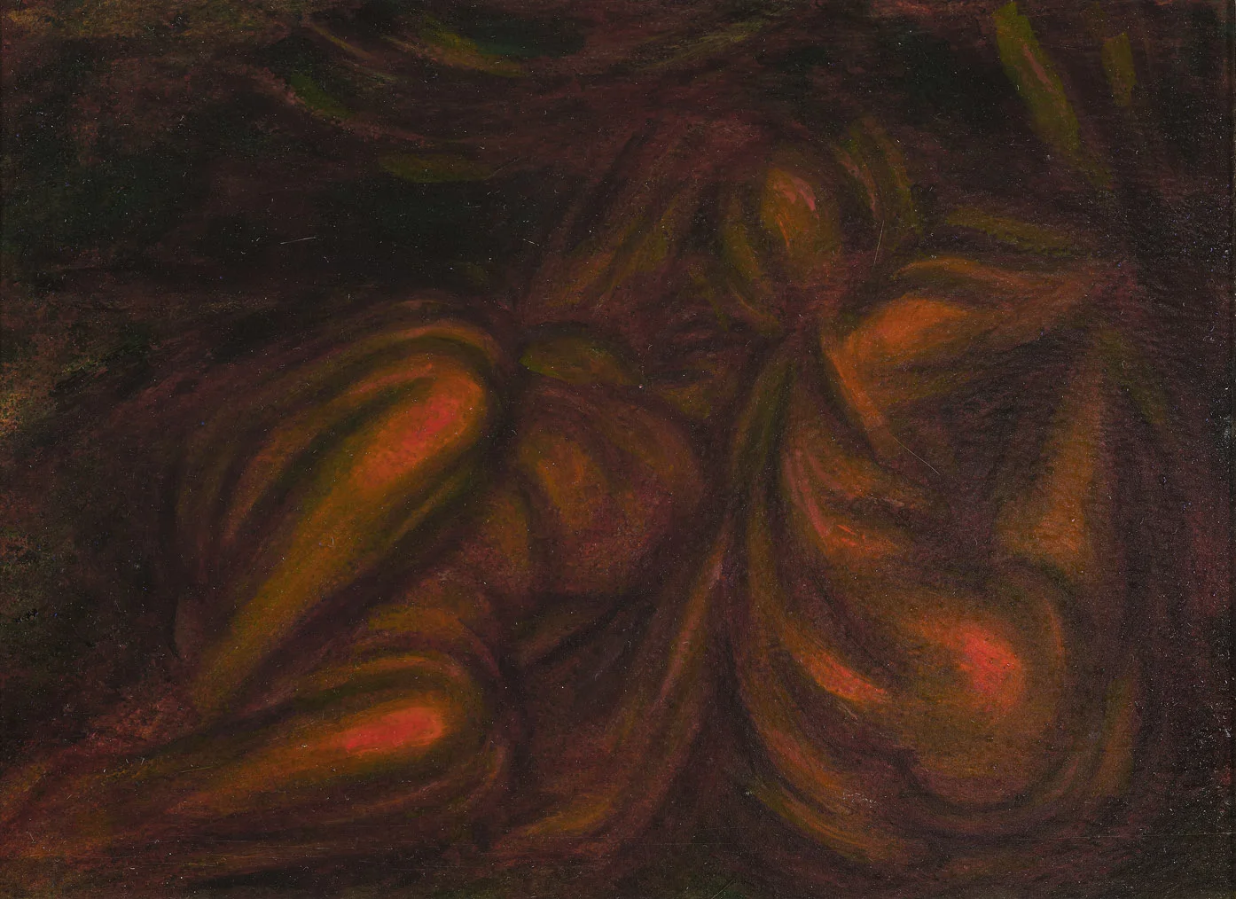 Two Figures 1918-1919 oil on carton 9 x 12 inches, 22 9/10 x 30 1/2 centimeters