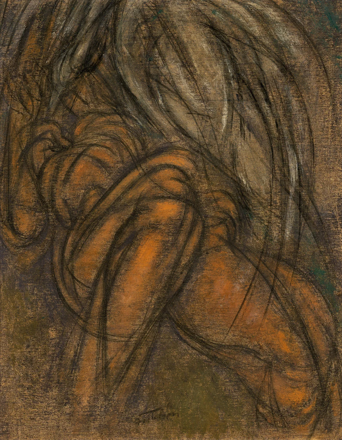 Leda and the Swan: Kinetic Organization 1919 oil on carton 13 1/2 x 10 3/4 inches, 34 3/10 x 27 3/10 centimeters