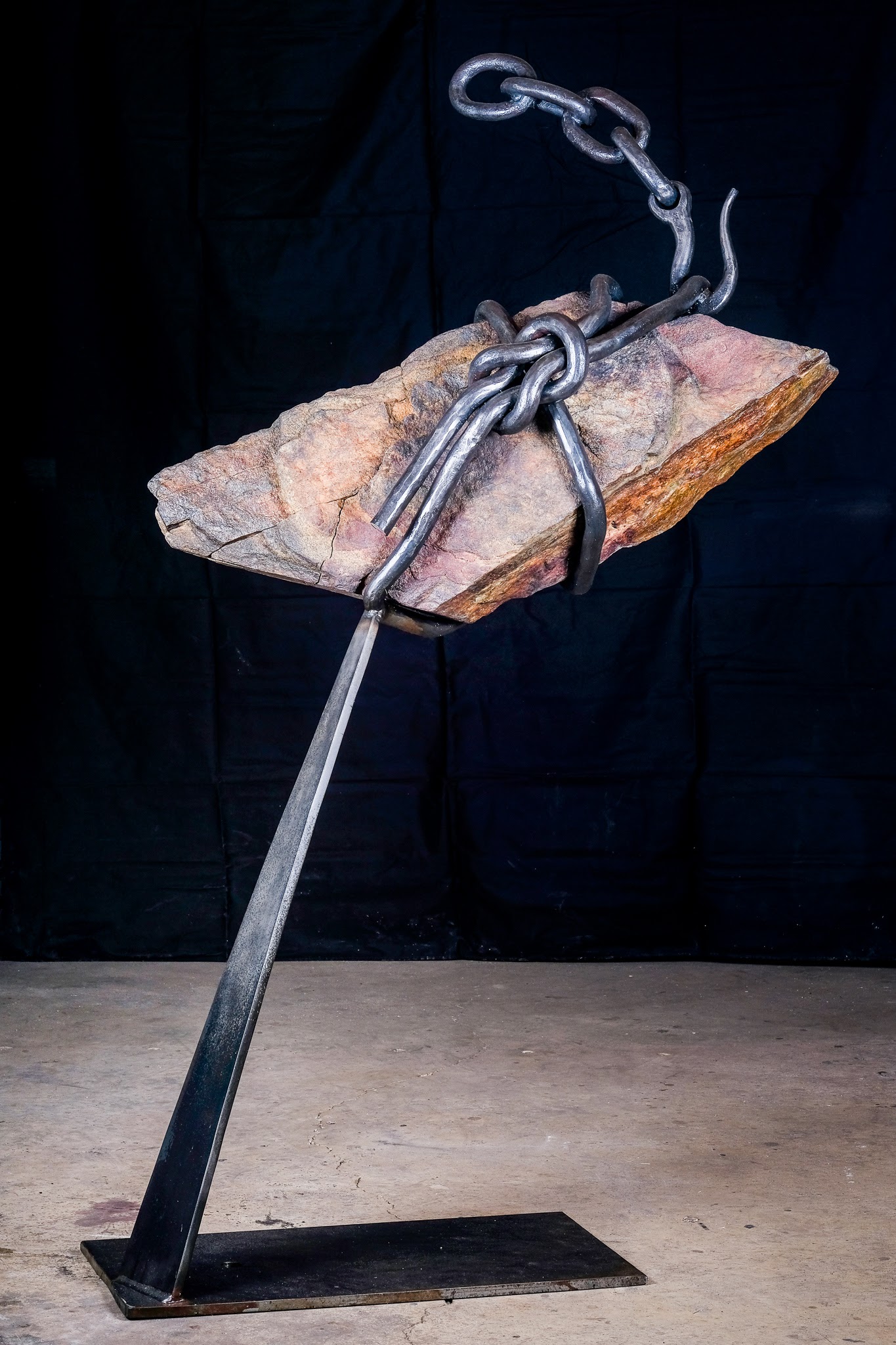 "Balance" Forged steel, stone. 60" x 30"