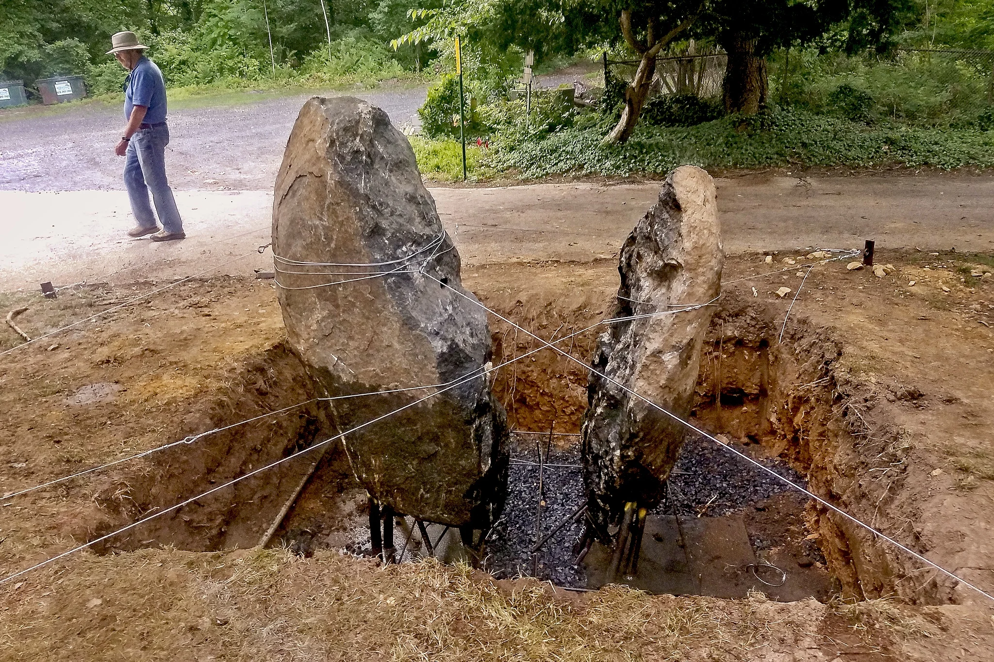 The rocks prior to the concrete base pour.