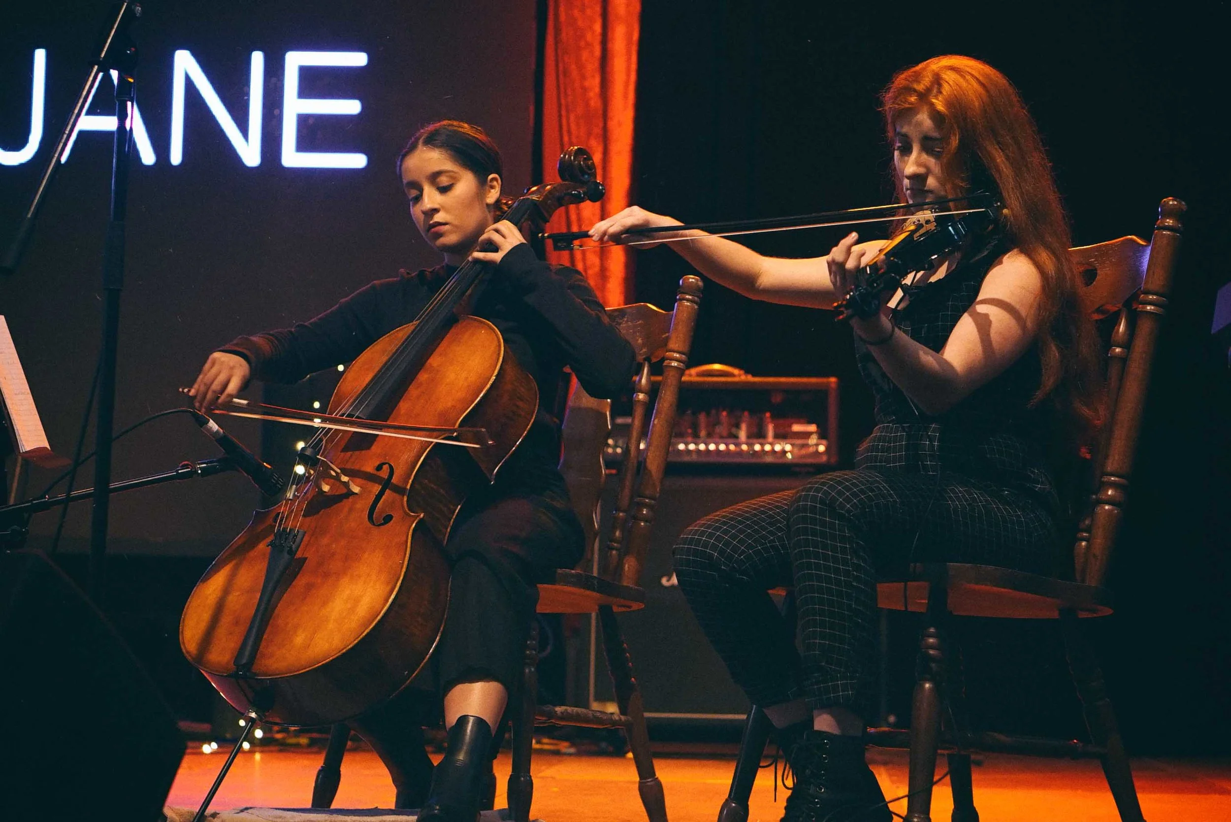String duo performing with Emily Jane at NightQuarter 2018