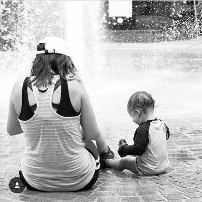 Playing with Jem in the Duluth Fountain