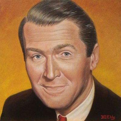 Portrait of Jimmy Stewart by Brenda. 12 x 12 inches, acrylic paints. 