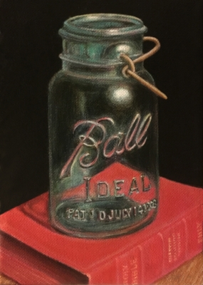 The Ball Jar. 5 x 7 inches, Acrylic paints