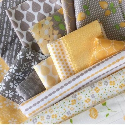 Yellows and grey from two of Corey's lines, Sundrops and Lulu Lane
