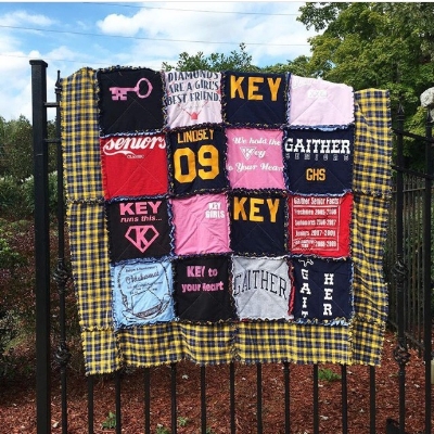 These shirts have been sitting here for over 5 years and in a few weeks you put it together BEAUTIFULLY! I can't wait for my daughter to see her high school T-shirts put together! THANK YOU so much, her college ones are to follow! :-)
