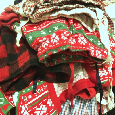 Christmas PJs (the fabric and thread up top is for this quilt)
