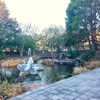 The pond in the Al Weeks Sculpture Garden