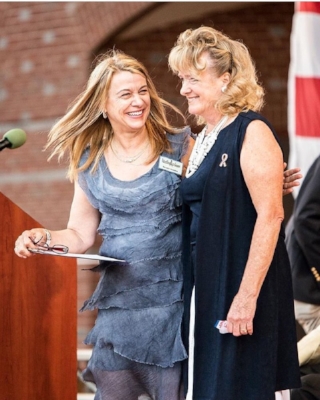 Mayor Harris (Left) and artist Kathy Fincher (right) at The Dream Keepers Unveiling. Photo Credit: Dustin Grau