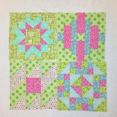In addition to the quilting and binding, I also pieced two of these blocks (part of Pat Sloan's Grandma's Kitchen Sew-a-Long ) and pieced 5 more snail's trail/wayfinder blocks