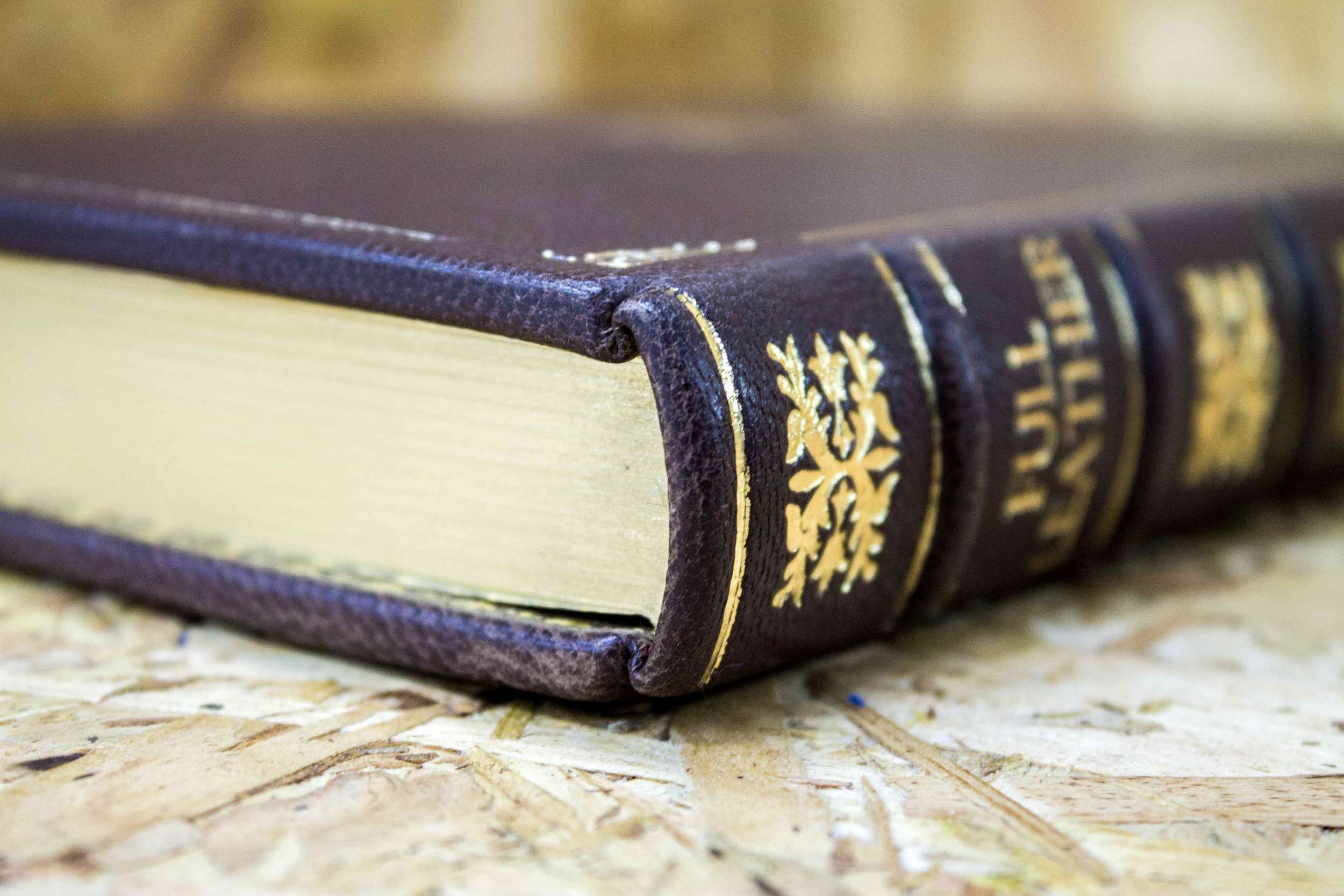 Leather book with hand tooling