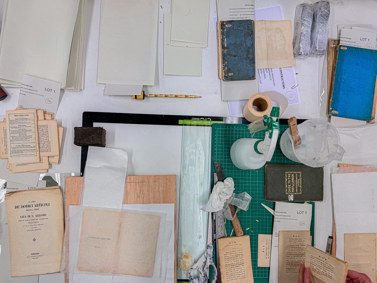 It's the end of another busy week in the bindery. Amy&rsquo;s bench is about to be cleared of all this amazing repair work, which will be locked away safely in the cupboard until Monday morning. 

Wishing you all a relaxing weekend!

#bookbinder #boo