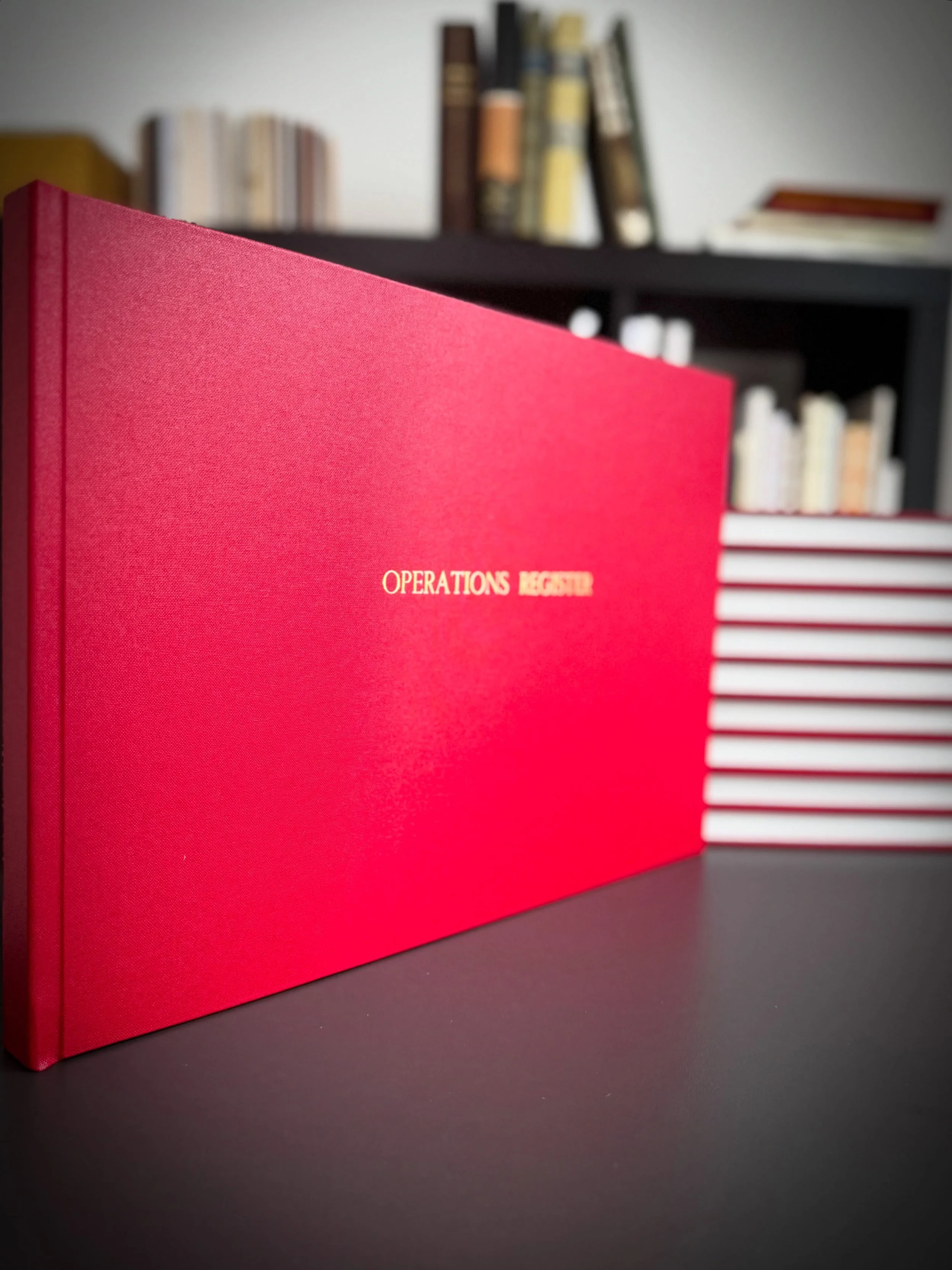 Case bound book, buckram cloth and gold foiling to front. Ready to be collected as part of a production order. 

#productionbookbinding #supportsmallbusiness