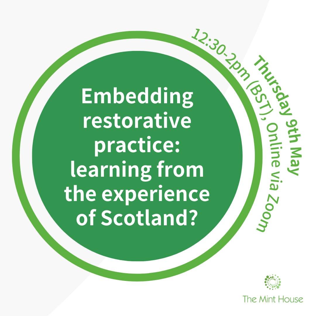 Booking now live! 'Embedding restorative practice: learning from the experience of Scotland?'
🟢 9 May 2024, 12:30-2:00pm (BST)
🟢 Online

Booking and info at the 'Events' link in our bio! ↖️

The Scottish Government&rsquo;s Programme for Government 