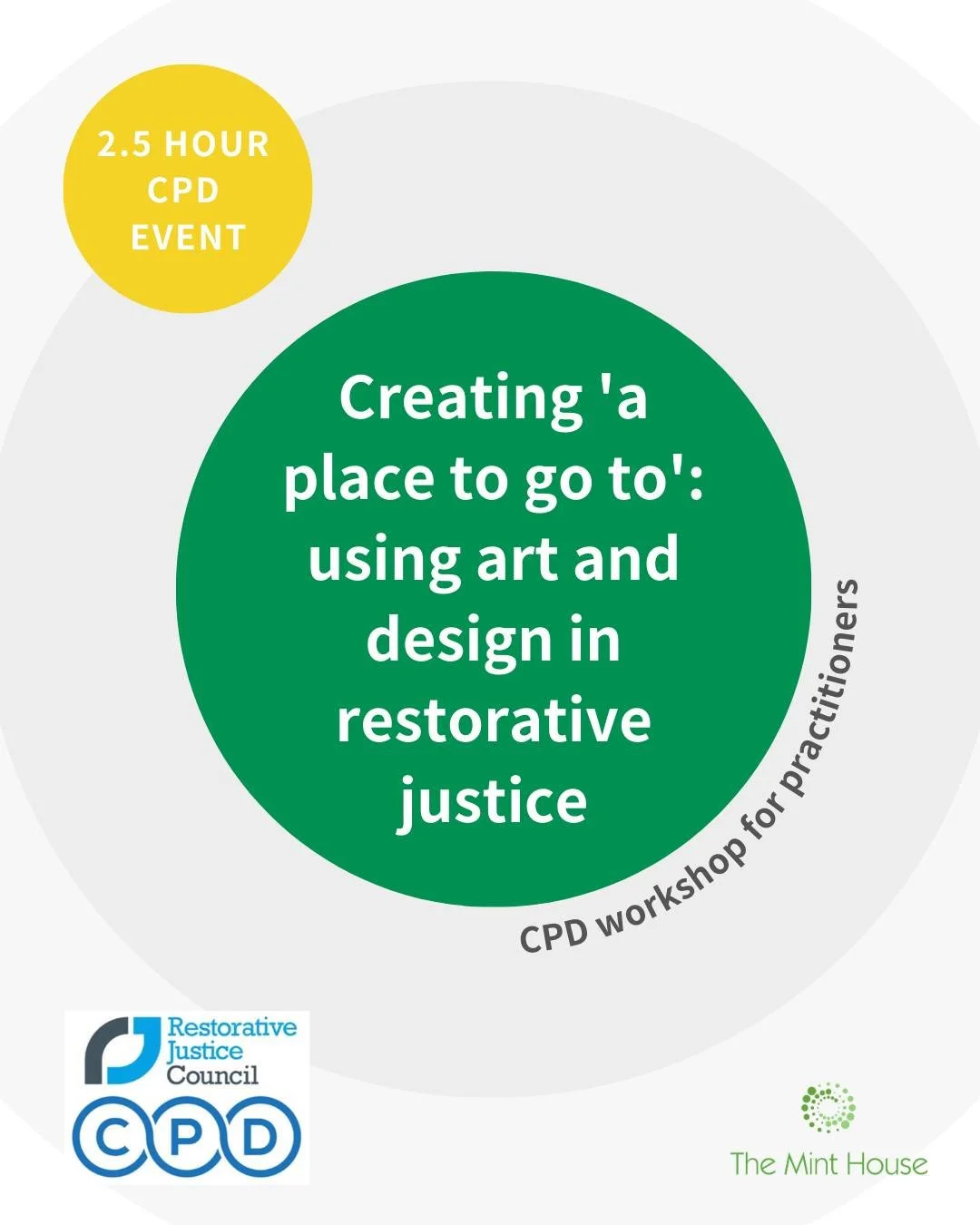 CPD WORKSHOP 🟢  Creating 'a place to go to': using art and design in restorative justice (26 November 2025)

This practical 2.5 hour CPD workshop will provide an exploratory space in which practitioners can learn and practice a variety of creative e