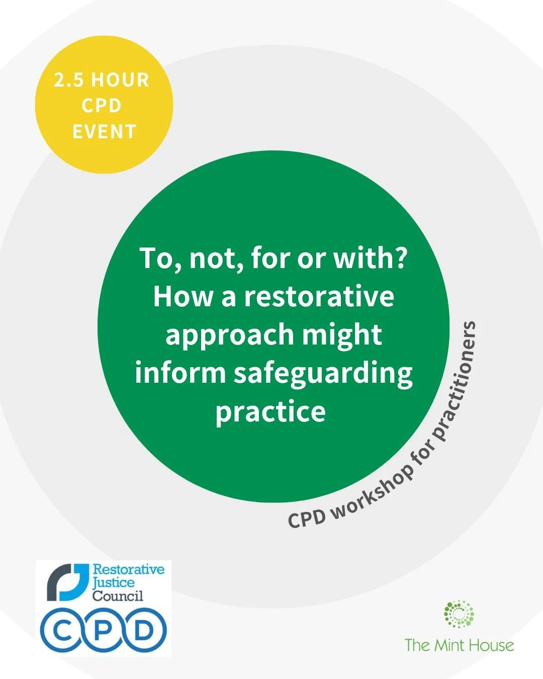 CPD WORKSHOP 🟢  To, not, for or with?: how a restorative approach might inform safeguarding practice (10 December 2025)

This practical 2.5 hour online workshop shares best practice in a restorative approach to the handling of a safeguarding disclos
