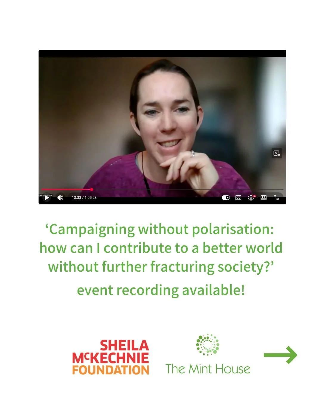 Missed our event 'Campaigning without polarisation: how can I contribute to a better world without further fracturing society?' with @smkcampaigners? You can watch a recording of the event - link in bio!