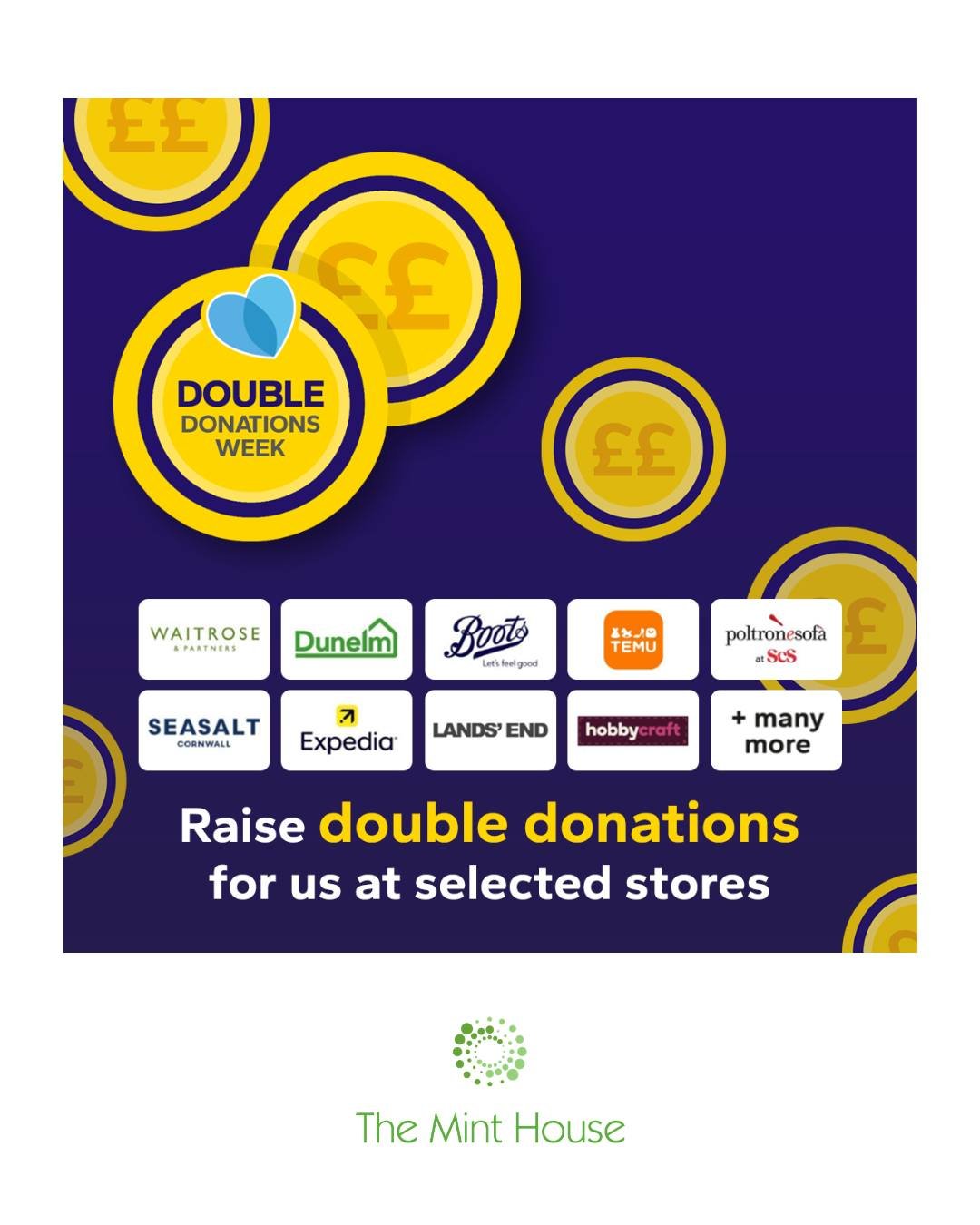 Already planning an online purchase or doing your weekly online food shop? Your online shopping could raise DOUBLE the normal donation at no extra cost to you until 31 March when you shop via @giveasyoulive. 

It's completely free to use - just click