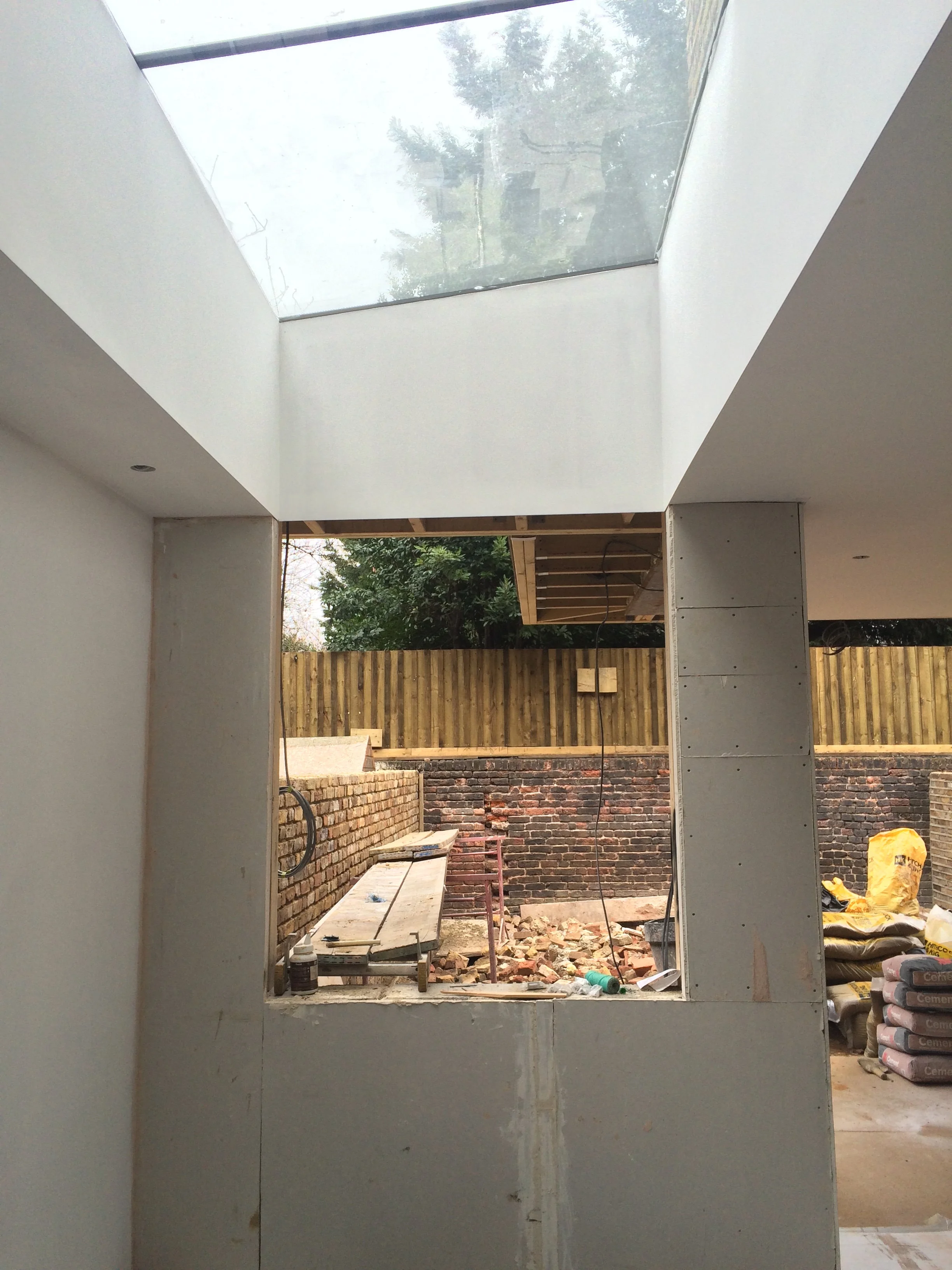 Contruction of extension and roof light