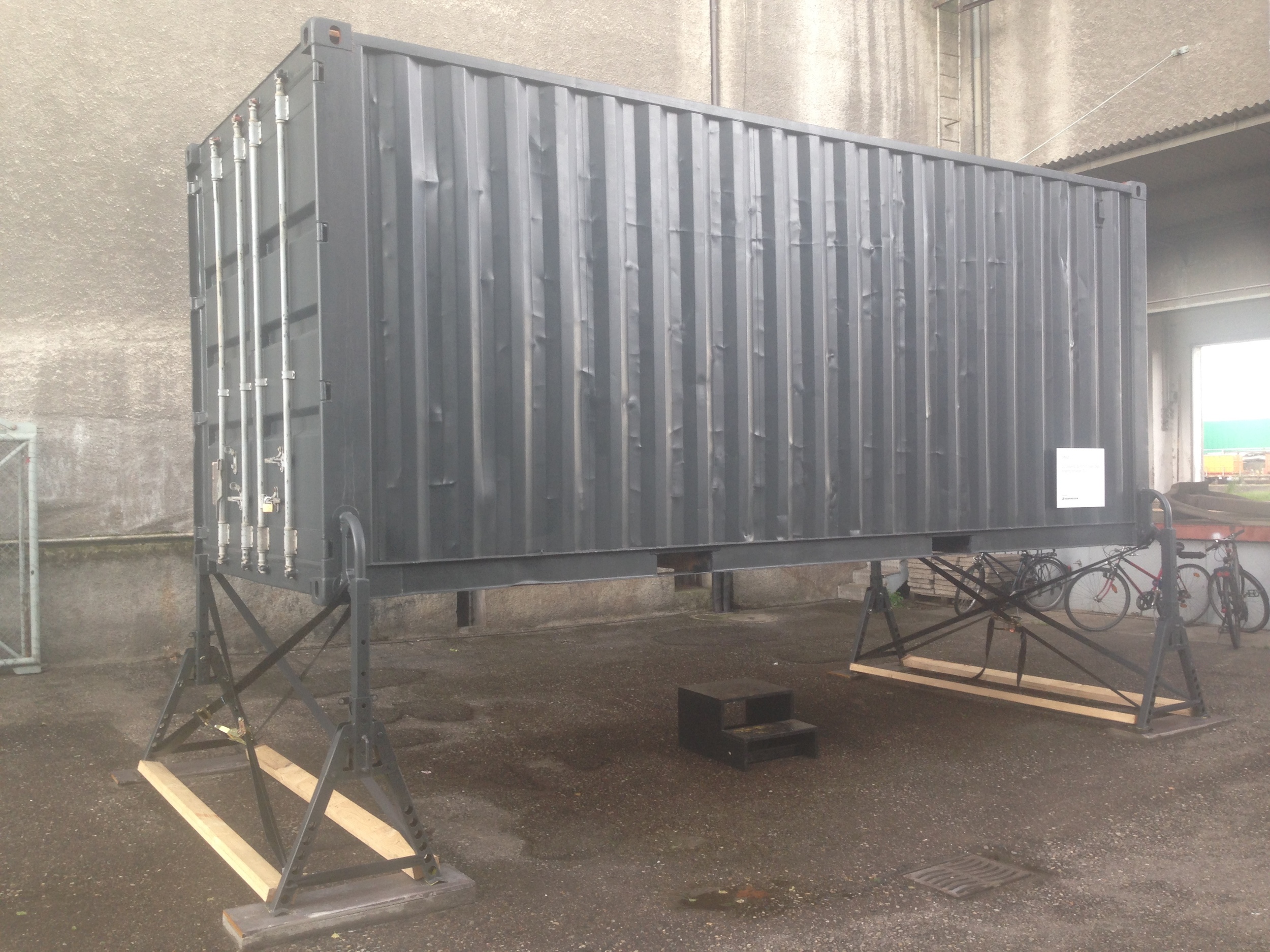 Zimoun, 317 prepared dc-motors, paper bags, shipping container, 2016
