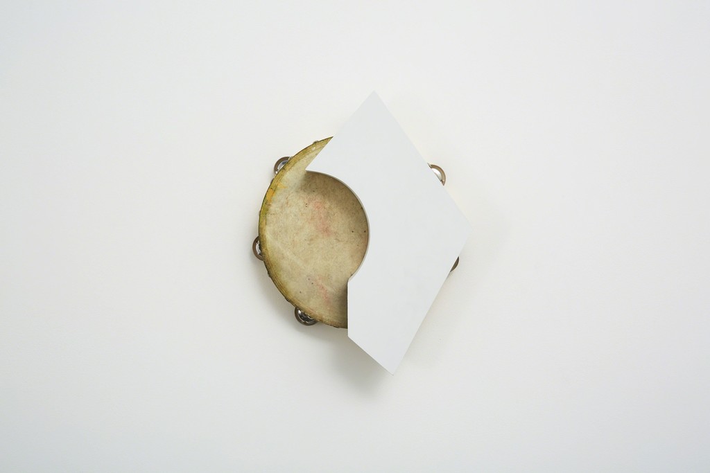 Paul Lee,Night Abstract, Tambourine, 2015 acrylic, pastel, wood glue, birch plywood, screws 14 × 11 4/5 × 3 7/10 in