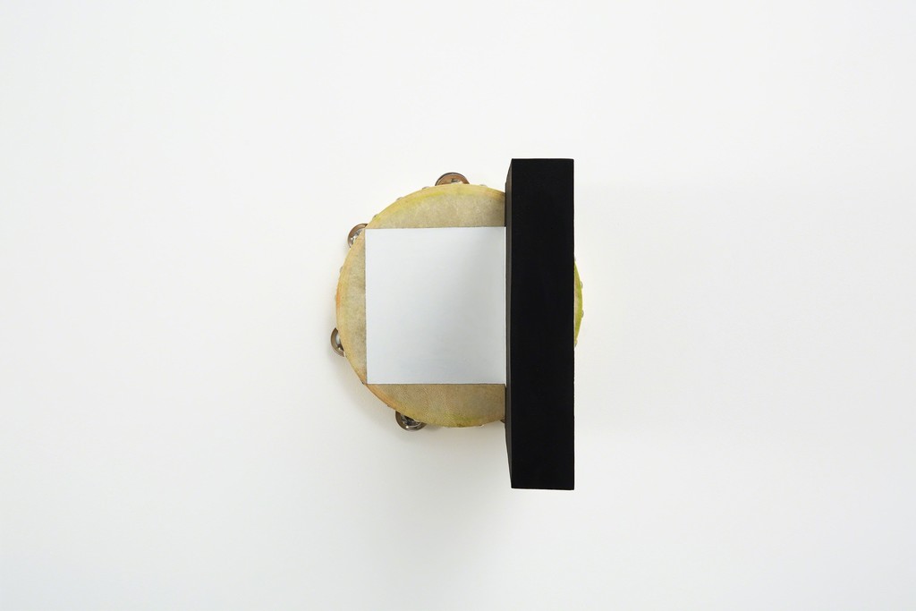 Matinee, Tambourine, 2015 acrylic, pastel, wood glue, birch plywood, screws 10 1/5 × 10 1/5 × 16 7/10 in 26 × 26 × 42.5 cm