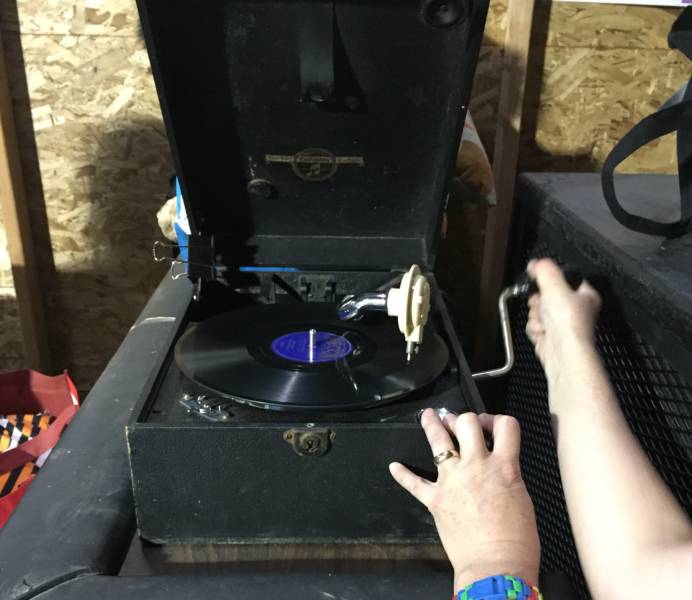 A gramophone used by the “La Victrola” crew for inspiration as they worked (Photo: Cy Musiker/KQED)