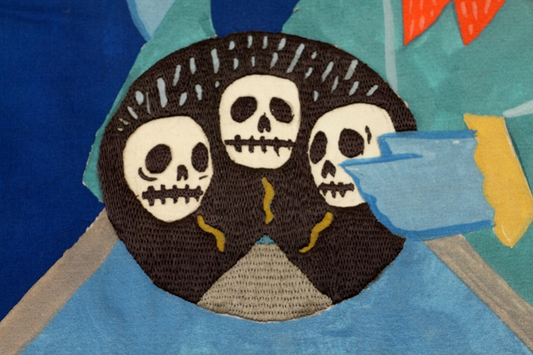 Stewart Easton, His Piety knows no bounds, 2015 (detail) Interactive quilt, 250cm x 200cm.