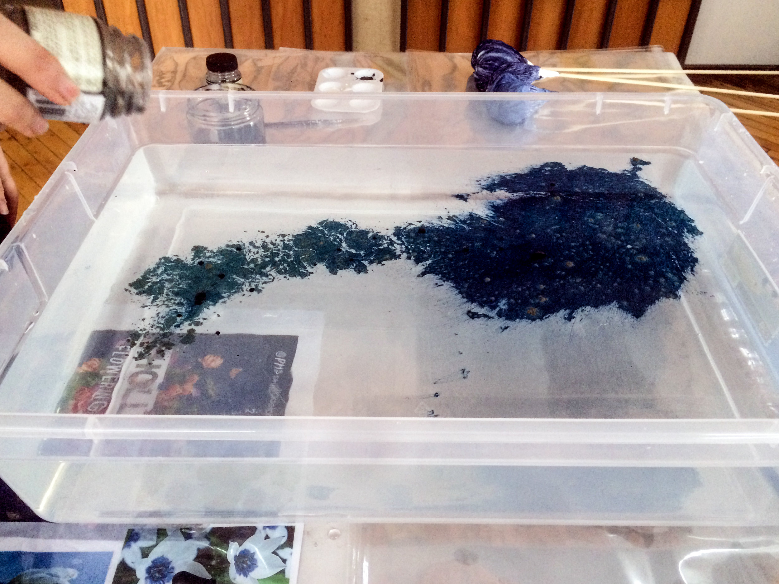 Fabric dye added to water