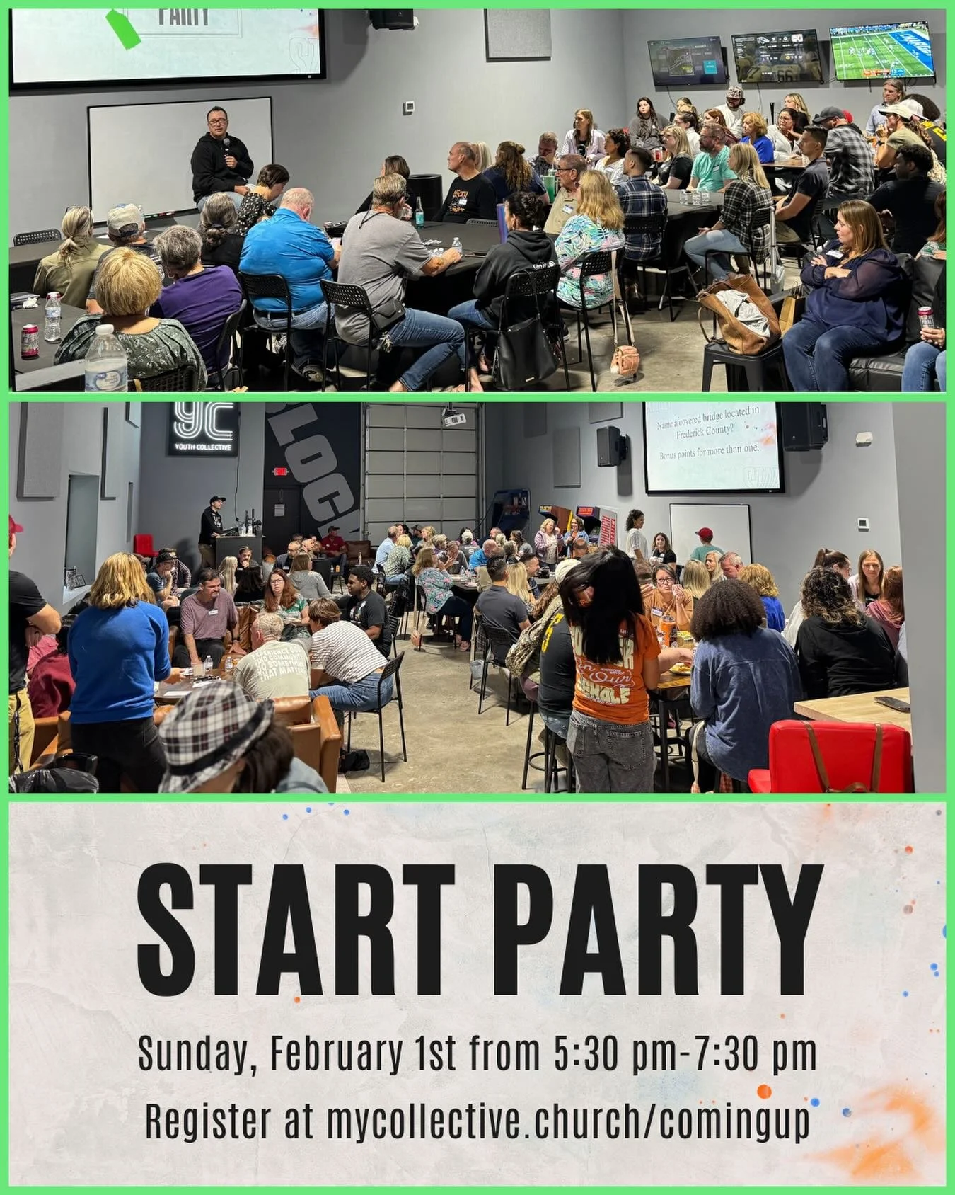Because of the snow, we moved Start Party to February 1st, which means you still have time to sign up! Start Party is a great way to move from the crowd into community and to learn what it means to call Collective your church home.

Register Here: ww