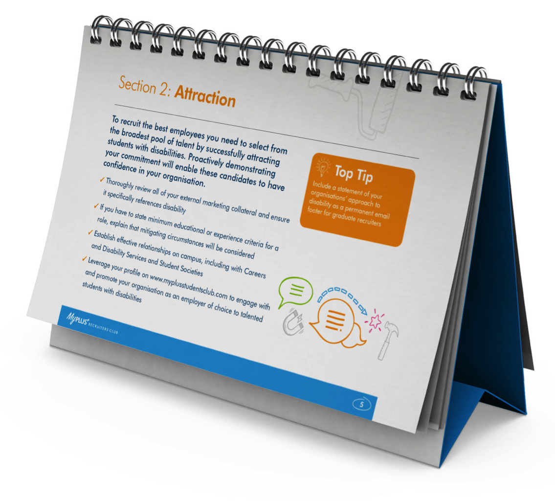 High-level desk calendar of Toolkit open on section 2: Attraction.