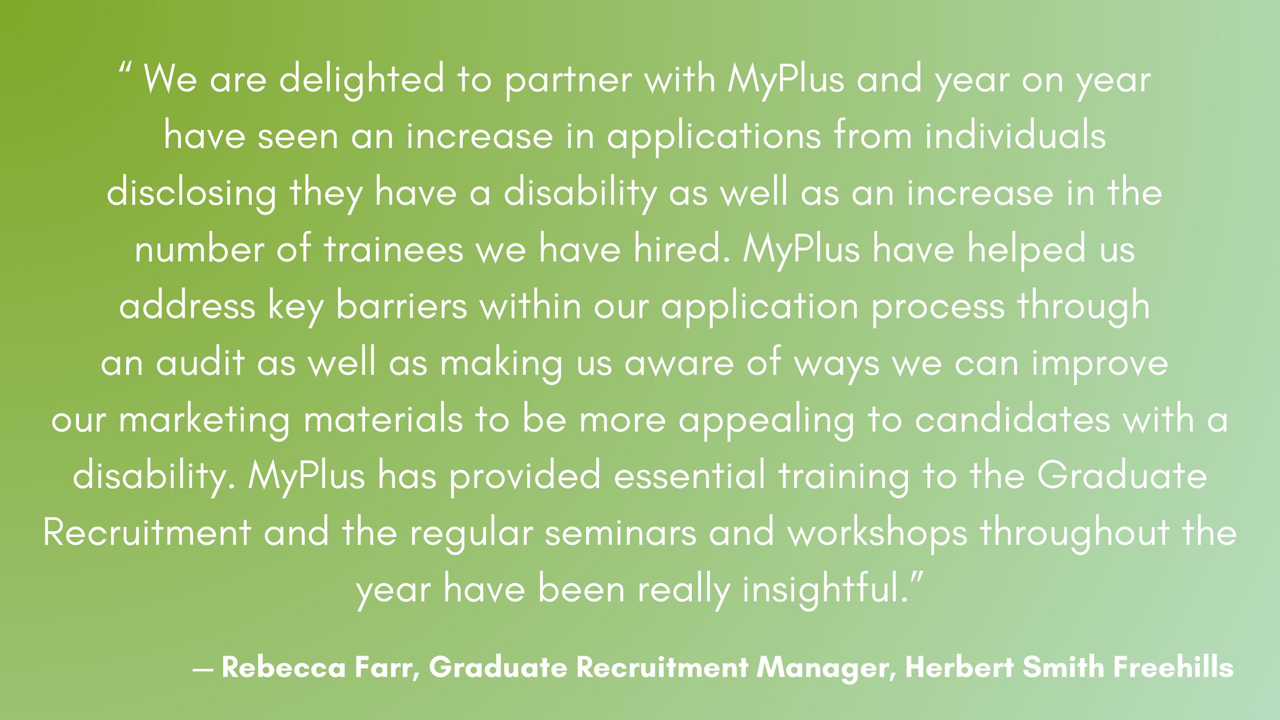 Quote from Rebecca Farr, Graduate Recruitment Manager, Herbert Smith Freehills