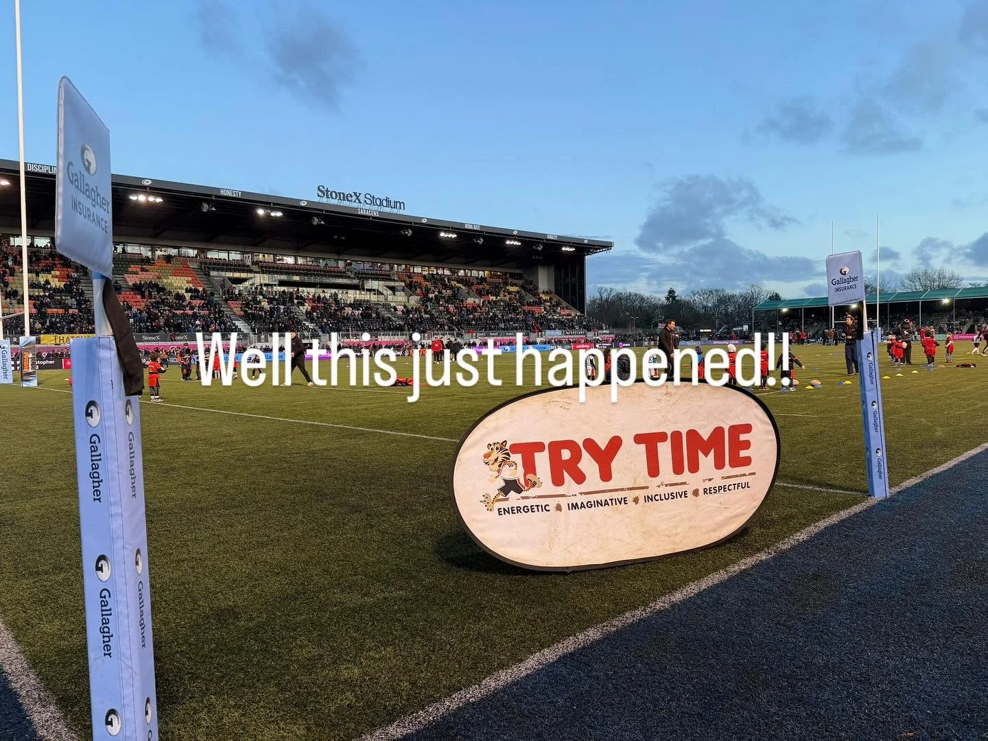 What an incredible day?! We took 42 Try Timers and their families to StoneX and we played on the pitch at half time. Oh!! And we did the guard of honour. What an experience?!!!