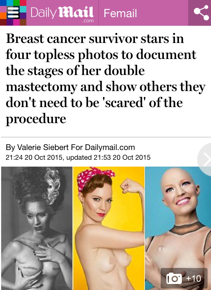 Daily Mail Aniela McGuinness Article Breast Cancer Survivor Double Mastectomy Photo Series