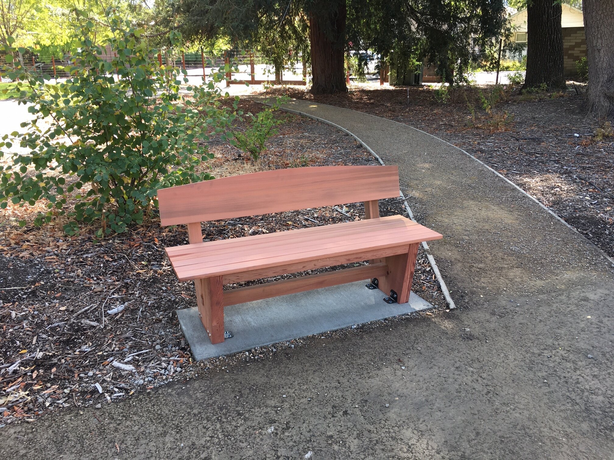 sinker redwood bench installed.JPG