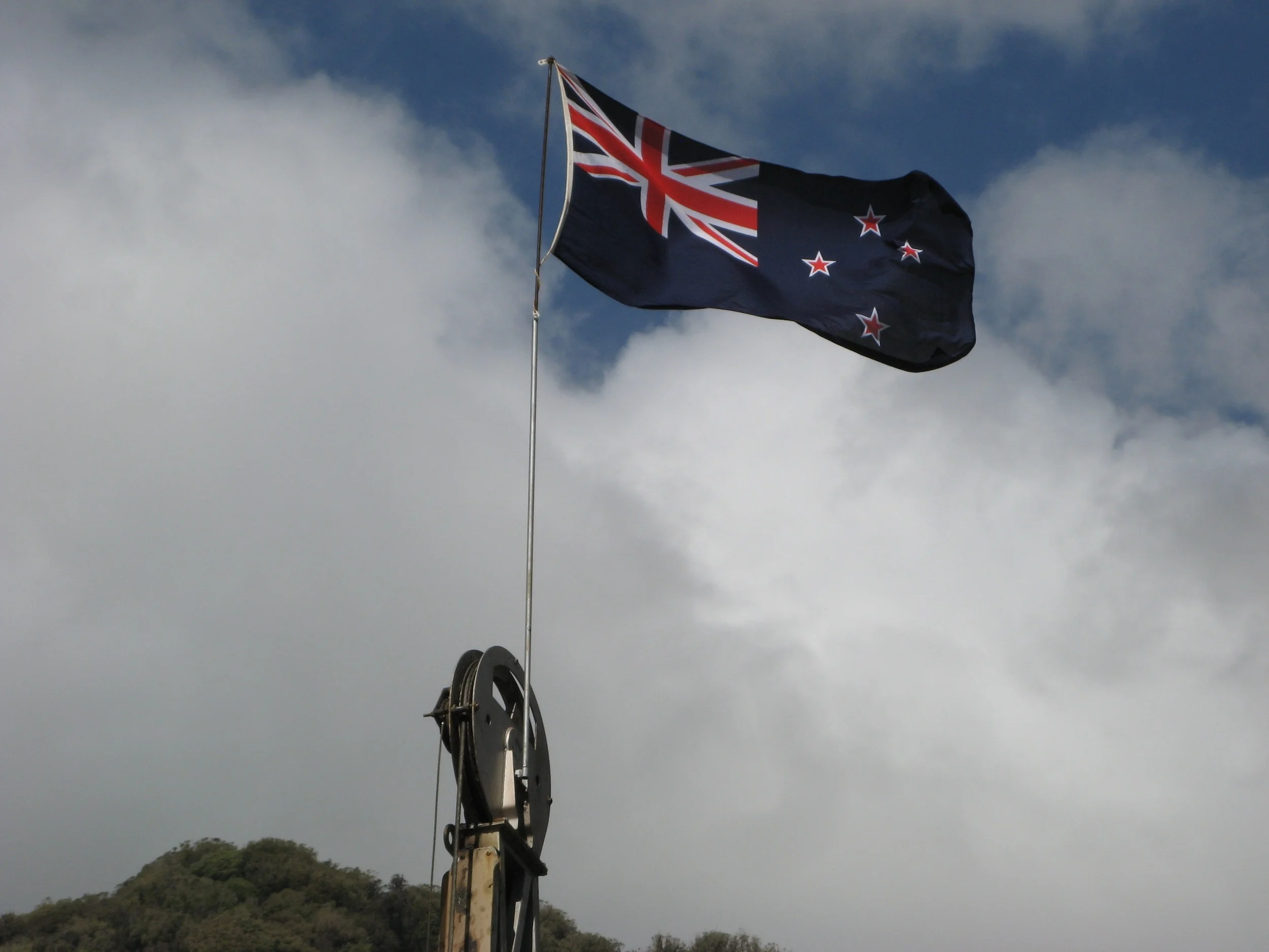 New Zealand flag flying above the DFDP-1