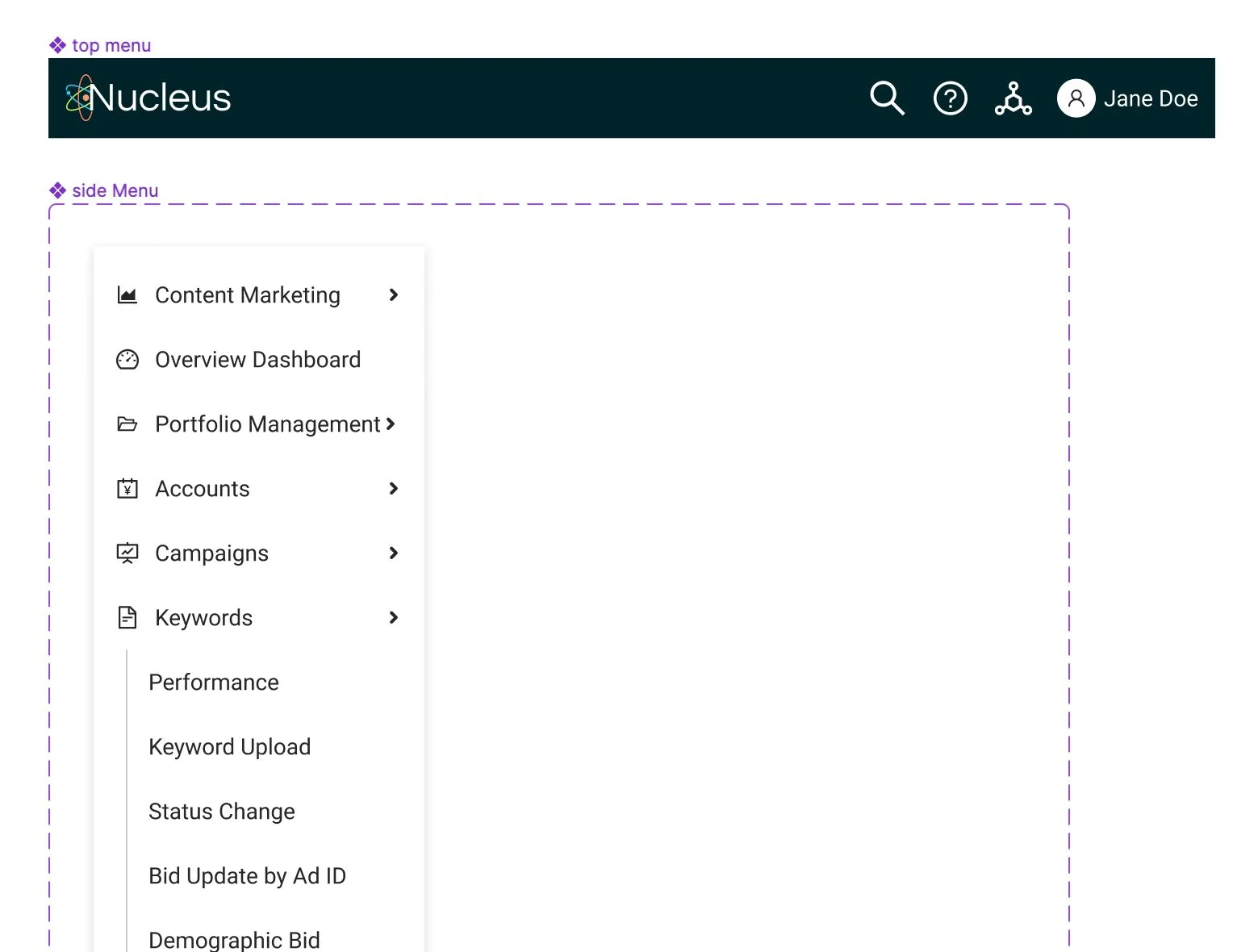 Example of Navigation from the Design System