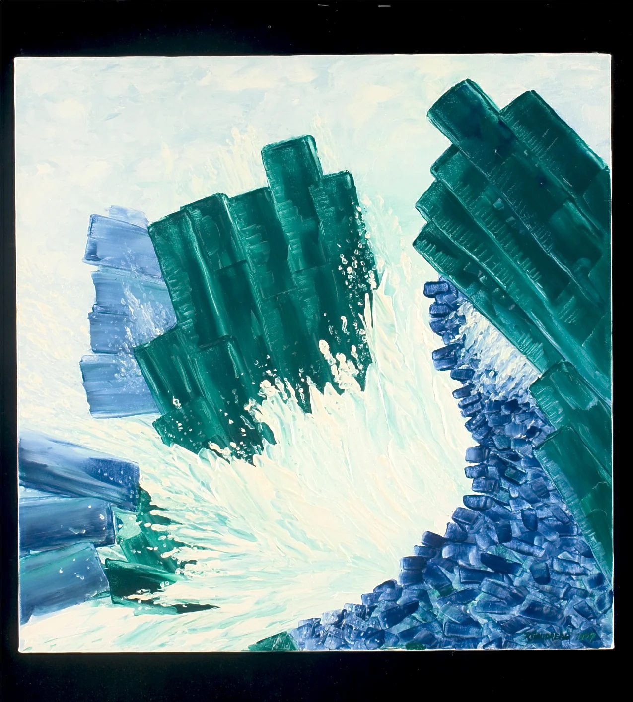 Rods 1997 oil knife painting on canvas 24 x 24 inches