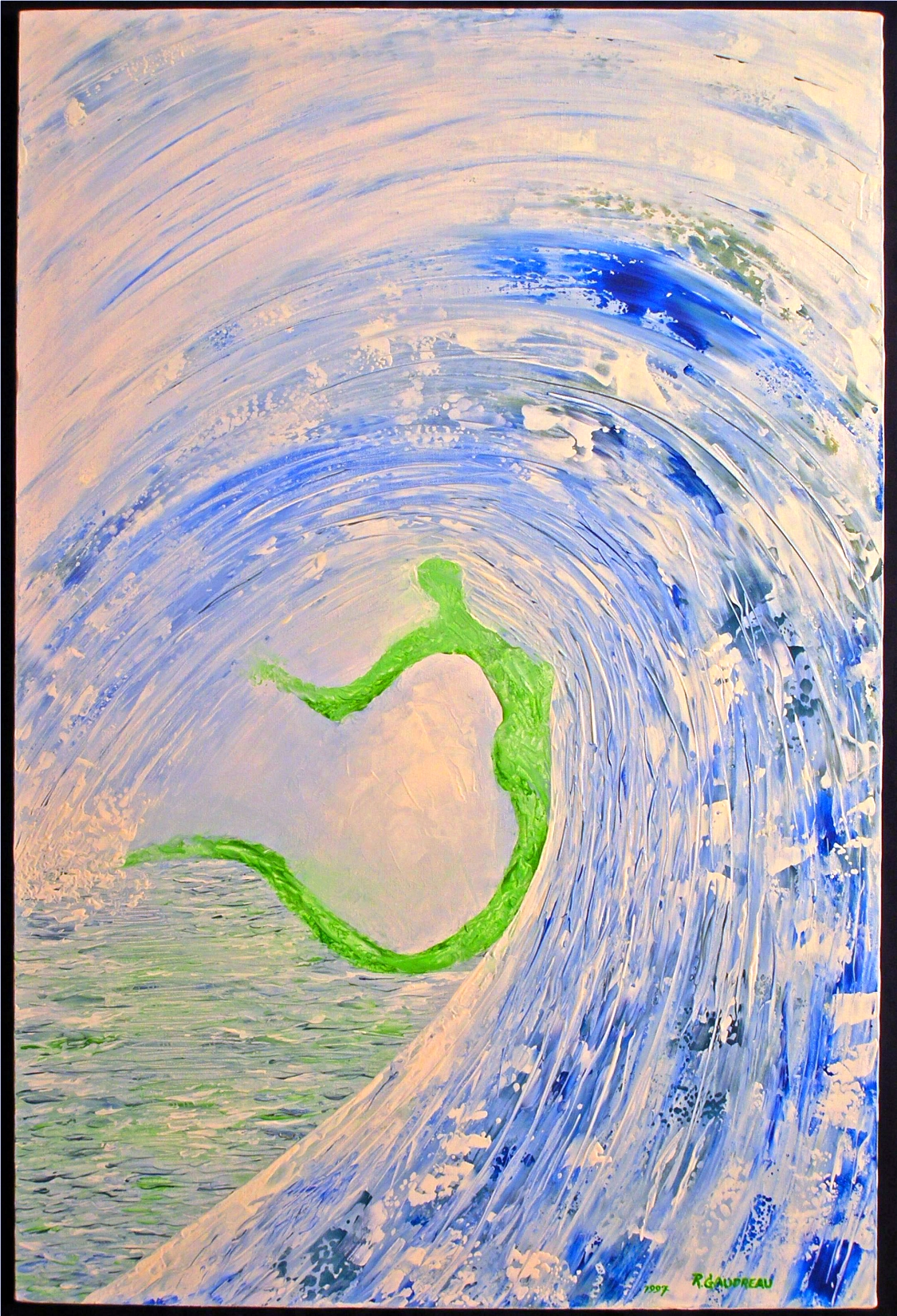 The Last Wave 1997 oil knife painting on canvas 40"h x 30"w
