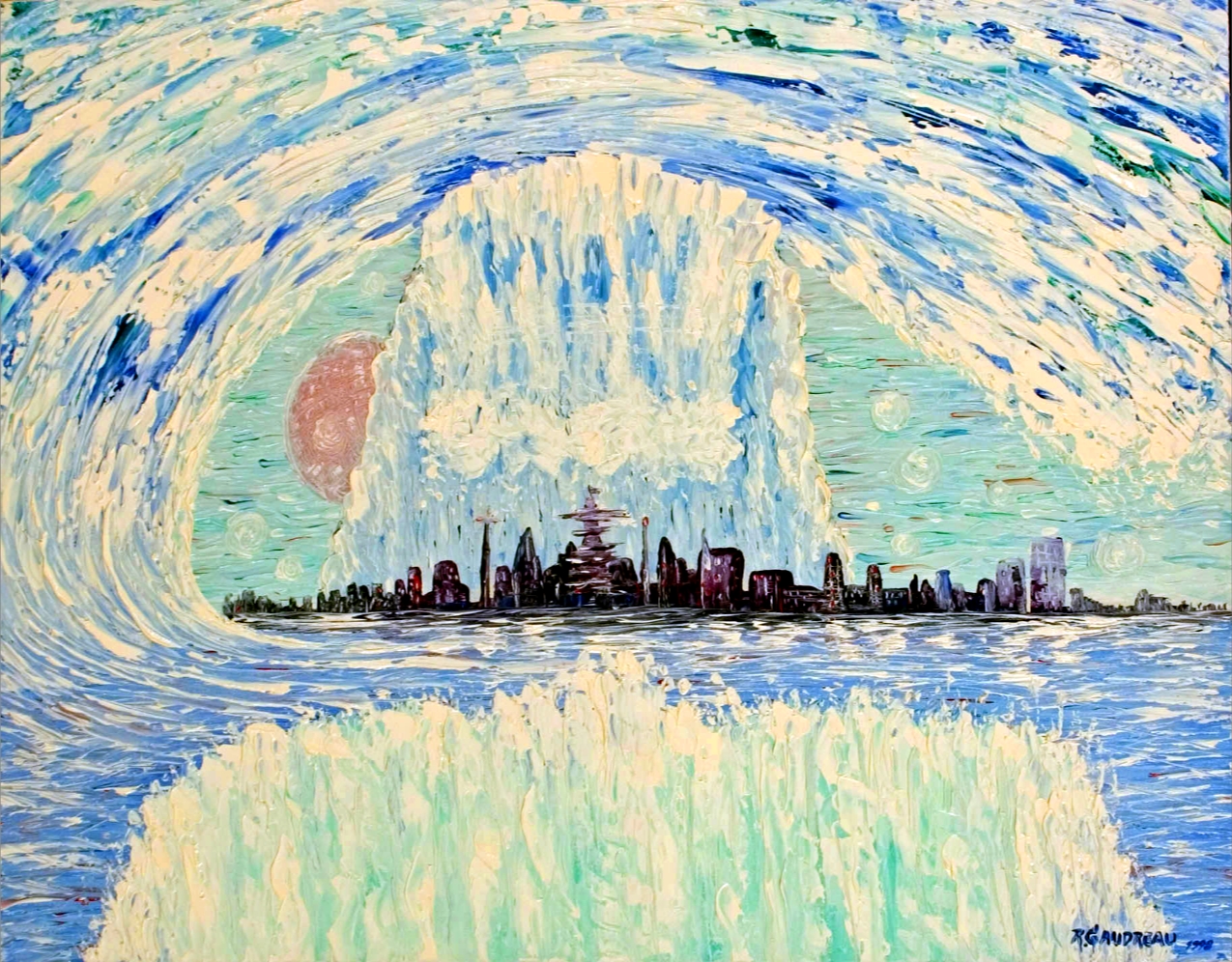 The Marriage Tsunami the New Manhattan 1998 oil knife painting on canvas 22 x 28 inches