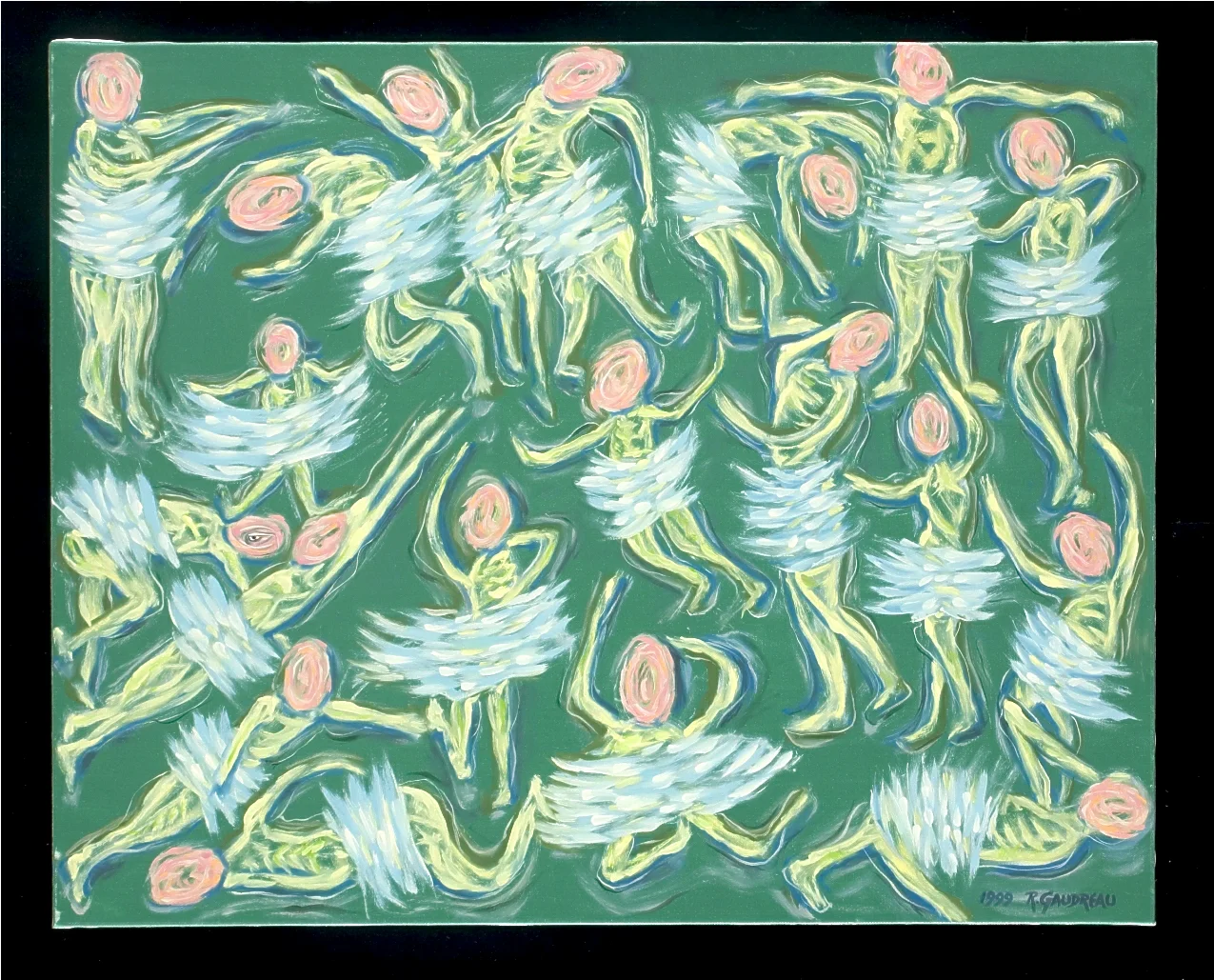 Flowerhead Ballet 1999 oil on canvas 24 x 36 inches