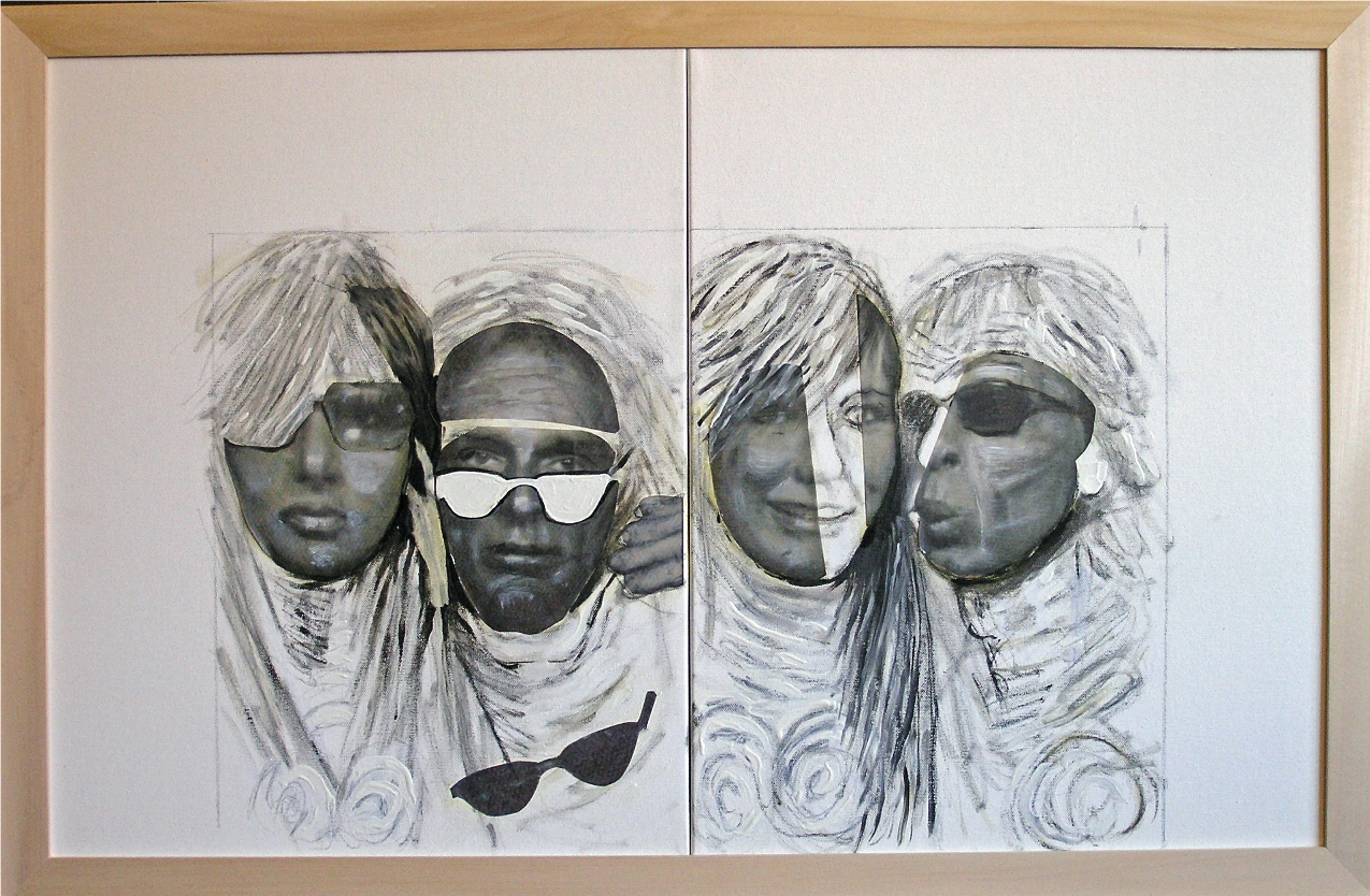 Photo Booth 2012-13 Mixed Media, oil, painting on canvas 20"H x 32 1/8"W (Diptych)
