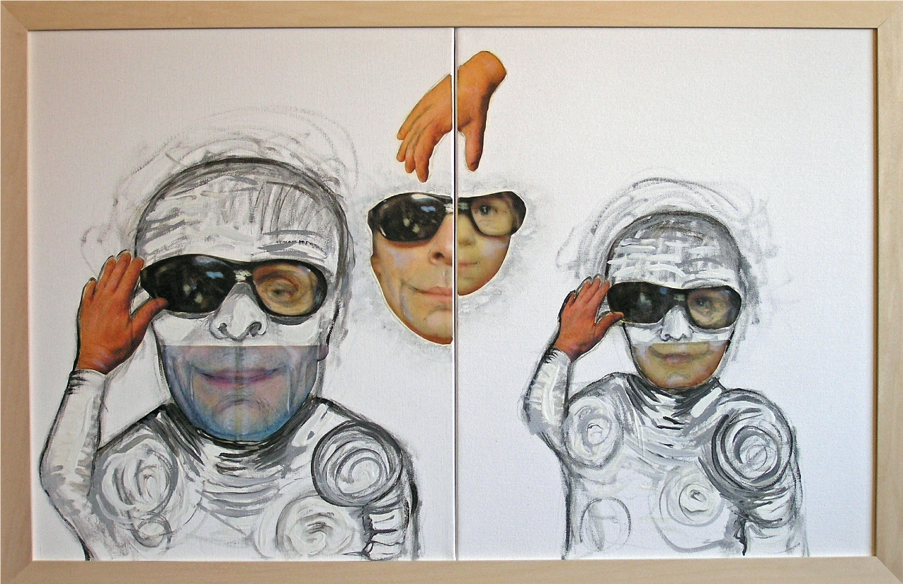 Copy Cats 2012-13 Mixed Media, oil, painting on canvas 20"H x 32"W (Diptych)