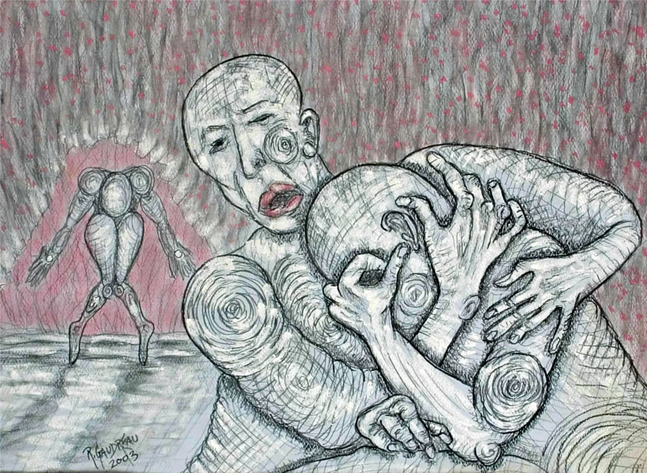 Deprivation 2003 pastel, charcoal on paper 9 x 12 inches