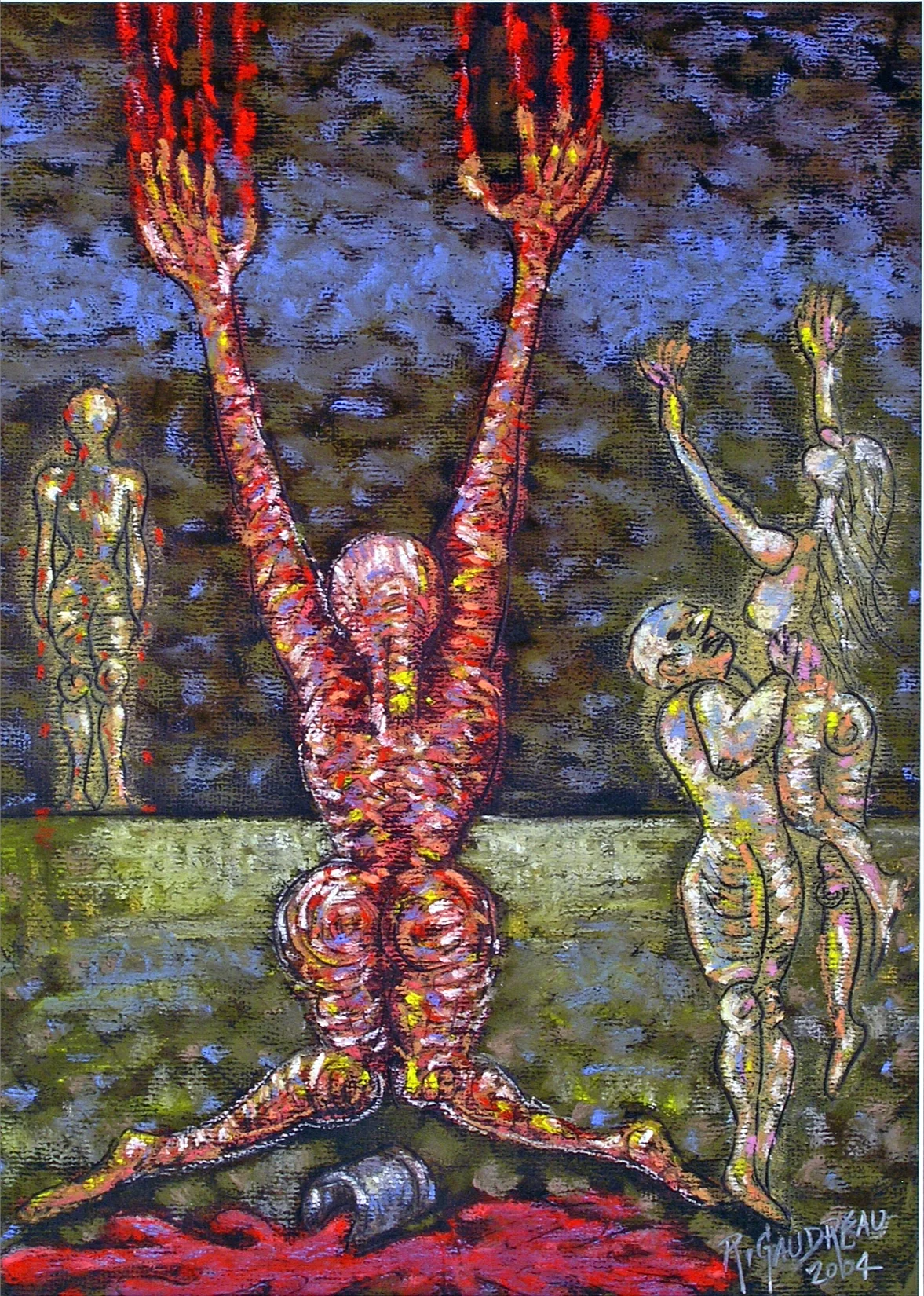 The Spill 2004 pastel, charcoal on paper 12 x 9 inches