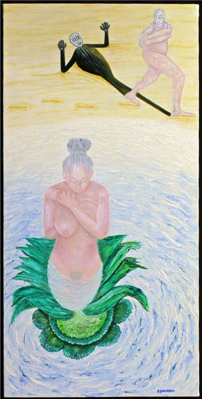 The Stalk 1998 oil knife painting on canvas 30 x 15 inches