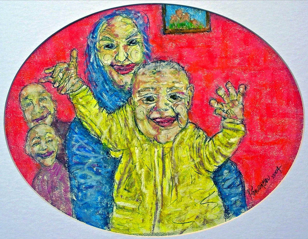 Hello Baby 2003 pastel, charcoal on paper 11 x 14 inches (oval)