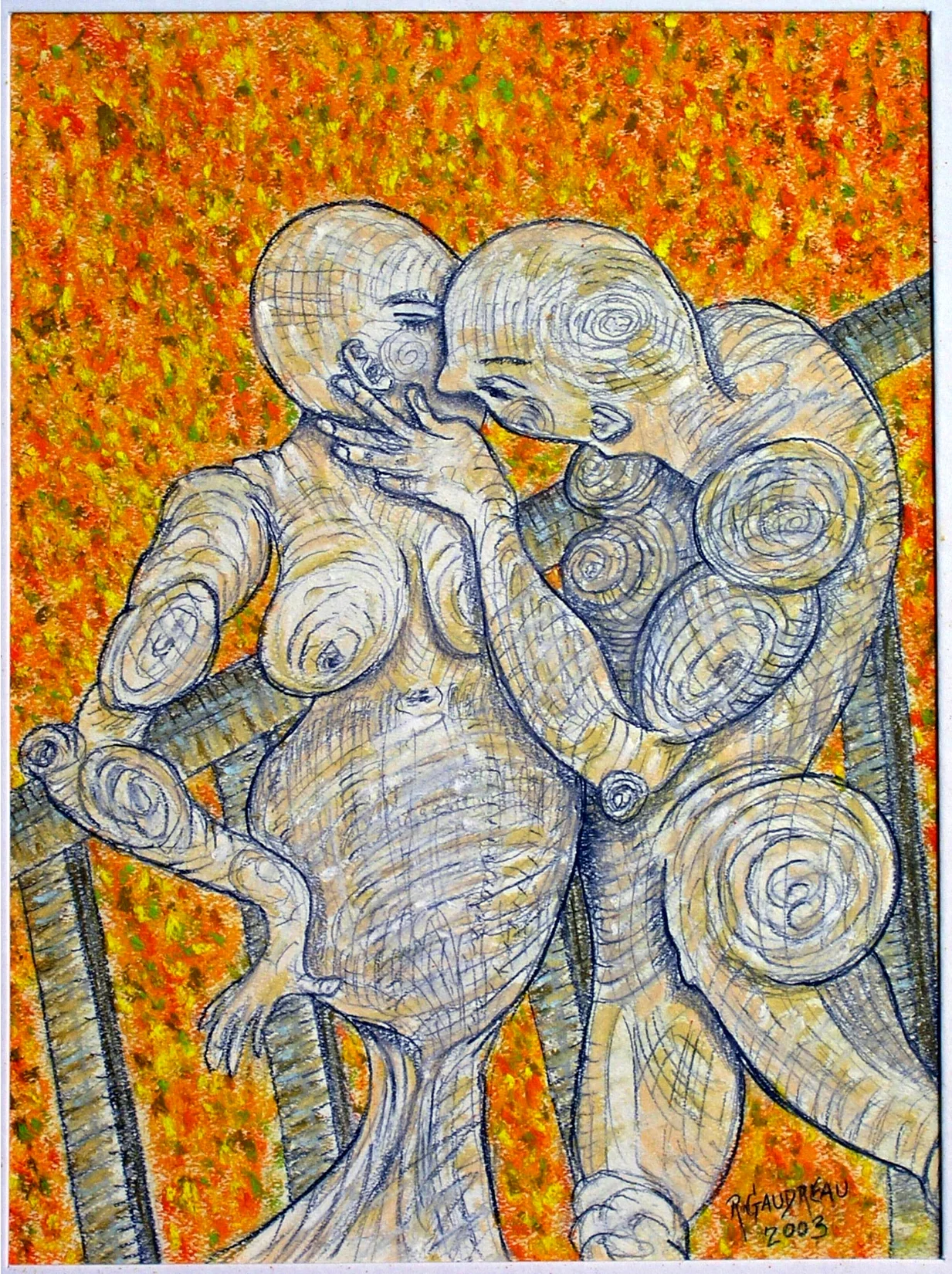 Autumn Kiss Instant Baby 2003 pastel, charcoal on paper 14 x 11 inches